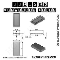 Rectangle Bases Range Sizes - 20x15mm to 75x25mm Small Sizes 3d Print Full Range Tabletop Games