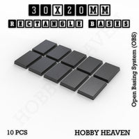 Rectangle Bases Range Sizes - 20x15mm to 75x25mm Small Sizes 3d Print Full Range Tabletop Games