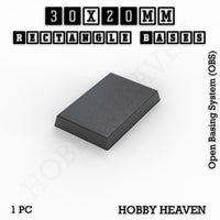 Rectangle Bases Range Sizes - 20x15mm to 75x25mm Small Sizes 3d Print Full Range Tabletop Games