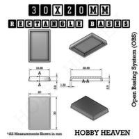 Rectangle Bases Range Sizes - 20x15mm to 75x25mm Small Sizes 3d Print Full Range Tabletop Games
