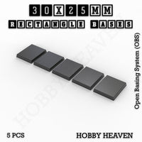 Rectangle Bases Range Sizes - 20x15mm to 75x25mm Small Sizes 3d Print Full Range Tabletop Games