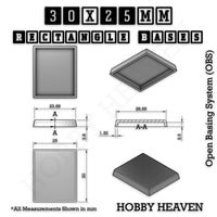Rectangle Bases Range Sizes - 20x15mm to 75x25mm Small Sizes 3d Print Full Range Tabletop Games