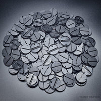 32mm round slotted bases on black backdrop