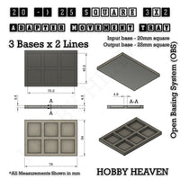 Square and Rectangle Movement Trays Adapters for Tabletop Games