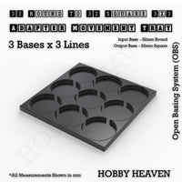 Round to Square Movement Trays Adapters for Tabletop Games