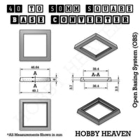Square to Square Bases Size Converters 3d Print Full Range