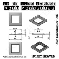 Square to Square Bases Size Converters 3d Print Full Range