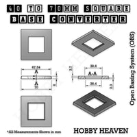 Square to Square Bases Size Converters 3d Print Full Range