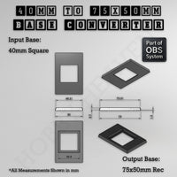 Square to Rectangle Bases Size Converters 3d Print Full Range