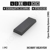 Rectangle Bases Range Sizes - 20x15mm to 75x25mm Small Sizes 3d Print Full Range Tabletop Games