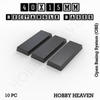 Rectangle Bases Range Sizes - 20x15mm to 75x25mm Small Sizes 3d Print Full Range Tabletop Games