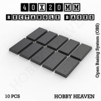 Rectangle Bases Range Sizes - 20x15mm to 75x25mm Small Sizes 3d Print Full Range Tabletop Games