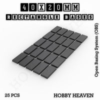 Rectangle Bases Range Sizes - 20x15mm to 75x25mm Small Sizes 3d Print Full Range Tabletop Games