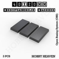 Rectangle Bases Range Sizes - 20x15mm to 75x25mm Small Sizes 3d Print Full Range Tabletop Games