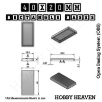 Rectangle Bases Range Sizes - 20x15mm to 75x25mm Small Sizes 3d Print Full Range Tabletop Games