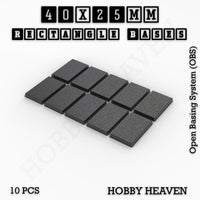 Rectangle Bases Range Sizes - 20x15mm to 75x25mm Small Sizes 3d Print Full Range Tabletop Games