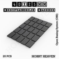 Rectangle Bases Range Sizes - 20x15mm to 75x25mm Small Sizes 3d Print Full Range Tabletop Games