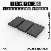 Rectangle Bases Range Sizes - 20x15mm to 75x25mm Small Sizes 3d Print Full Range Tabletop Games