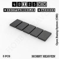 Rectangle Bases Range Sizes - 20x15mm to 75x25mm Small Sizes 3d Print Full Range Tabletop Games