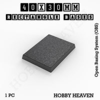 Rectangle Bases Range Sizes - 20x15mm to 75x25mm Small Sizes 3d Print Full Range Tabletop Games