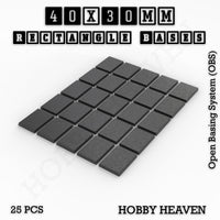 Rectangle Bases Range Sizes - 20x15mm to 75x25mm Small Sizes 3d Print Full Range Tabletop Games
