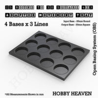 Round to Square Movement Trays Adapters for Tabletop Games
