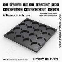 Round to Square Movement Trays Adapters for Tabletop Games