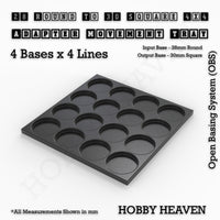 Round to Square Movement Trays Adapters for Tabletop Games