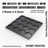 Round to Square Movement Trays Adapters for Tabletop Games