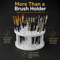 More than a brush holder: organises paint brushes, pens and pencils, and hobby tools like sculpting tools and tweezers