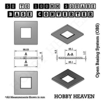 Square to Square Bases Size Converters 3d Print Full Range
