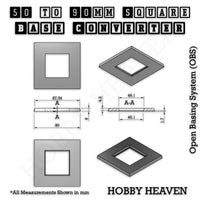 Square to Square Bases Size Converters 3d Print Full Range