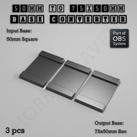 Square to Rectangle Bases Size Converters 3d Print Full Range