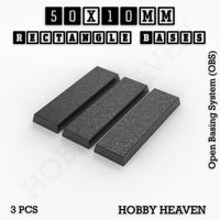 Rectangle Bases Range Sizes - 20x15mm to 75x25mm Small Sizes 3d Print Full Range Tabletop Games