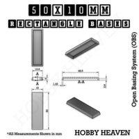 Rectangle Bases Range Sizes - 20x15mm to 75x25mm Small Sizes 3d Print Full Range Tabletop Games