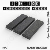 Rectangle Bases Range Sizes - 20x15mm to 75x25mm Small Sizes 3d Print Full Range Tabletop Games