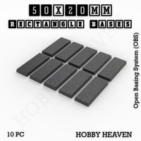 Rectangle Bases Range Sizes - 20x15mm to 75x25mm Small Sizes 3d Print Full Range Tabletop Games
