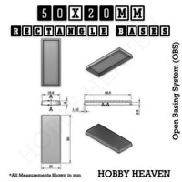 Rectangle Bases Range Sizes - 20x15mm to 75x25mm Small Sizes 3d Print Full Range Tabletop Games