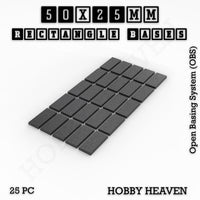 Rectangle Bases Range Sizes - 20x15mm to 75x25mm Small Sizes 3d Print Full Range Tabletop Games