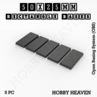 Rectangle Bases Range Sizes - 20x15mm to 75x25mm Small Sizes 3d Print Full Range Tabletop Games