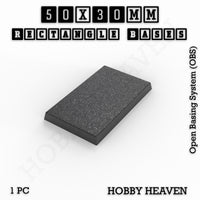 Rectangle Bases Range Sizes - 20x15mm to 75x25mm Small Sizes 3d Print Full Range Tabletop Games