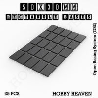 Rectangle Bases Range Sizes - 20x15mm to 75x25mm Small Sizes 3d Print Full Range Tabletop Games