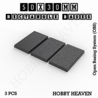 Rectangle Bases Range Sizes - 20x15mm to 75x25mm Small Sizes 3d Print Full Range Tabletop Games
