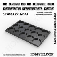 Round to Square Movement Trays Adapters for Tabletop Games