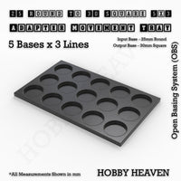 Round to Square Movement Trays Adapters for Tabletop Games