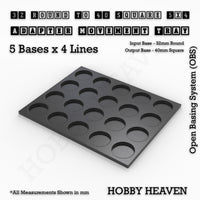 Round to Square Movement Trays Adapters for Tabletop Games