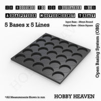 Round to Square Movement Trays Adapters for Tabletop Games