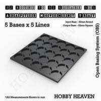 Round to Square Movement Trays Adapters for Tabletop Games