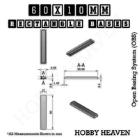Rectangle Bases Range Sizes - 20x15mm to 75x25mm Small Sizes 3d Print Full Range Tabletop Games