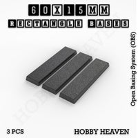 Rectangle Bases Range Sizes - 20x15mm to 75x25mm Small Sizes 3d Print Full Range Tabletop Games